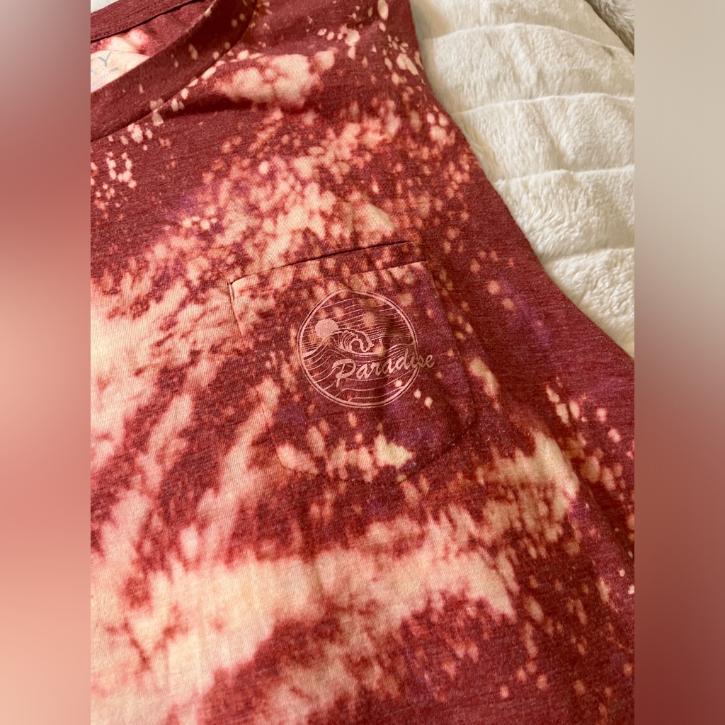 Roxy L Paradise Orange Bleach Dye Upcycle Crop Tank Summer Grunge Top